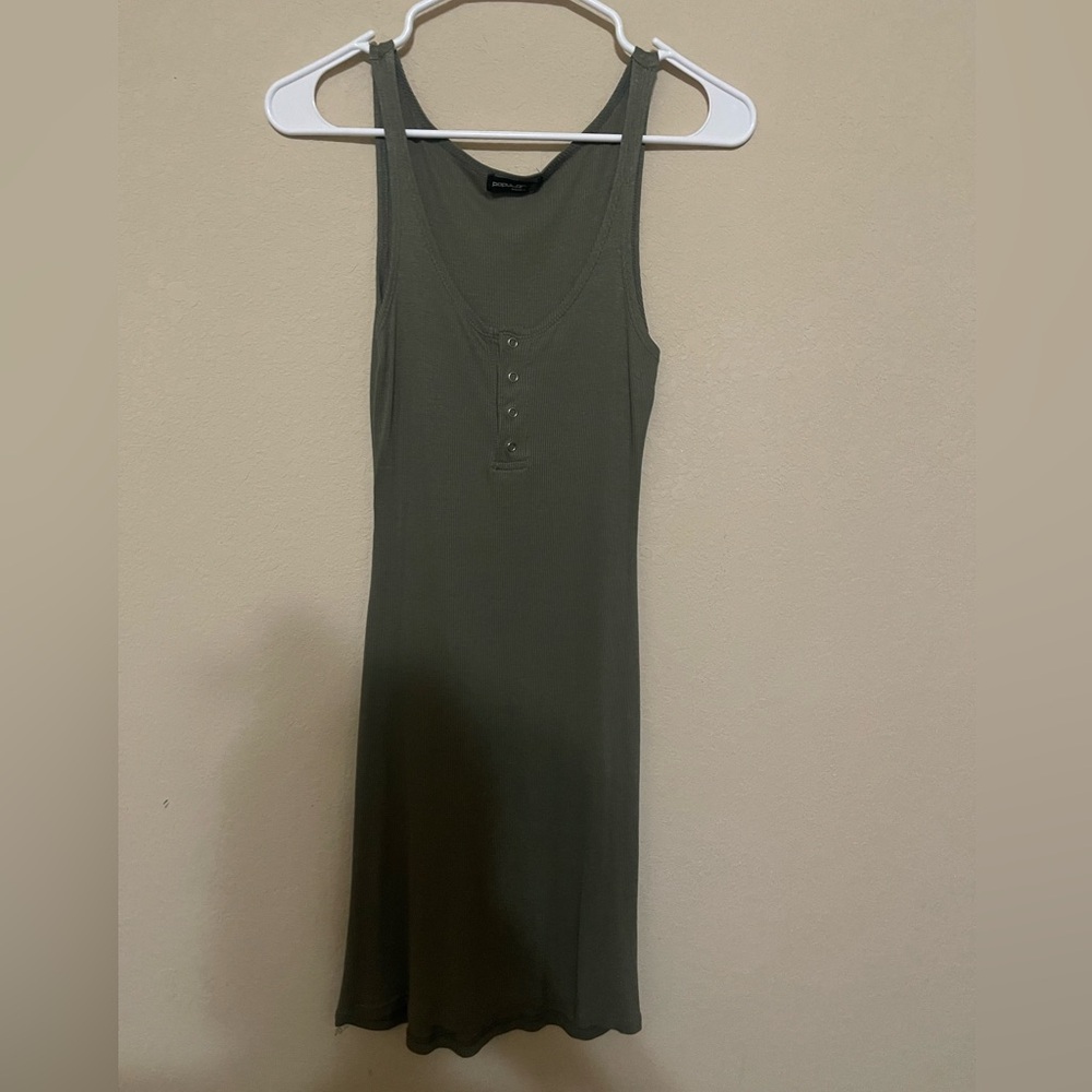 Popular Basics Khaki Green Mini Dress